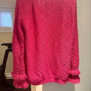 Lover + Friends Sweater with Fringe/Pink/Size Medium